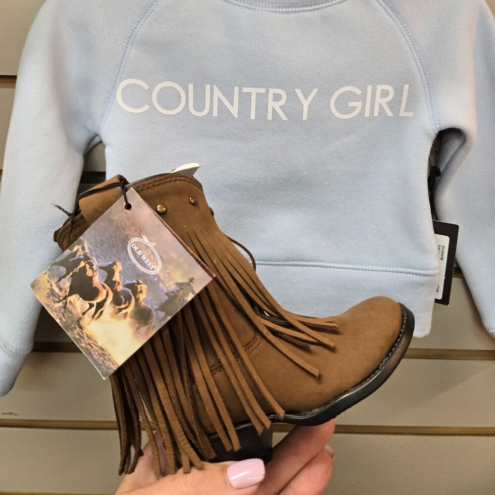 ❤ for the little Country Girl ❤ sweet new with tags FRINGE boots size 4D